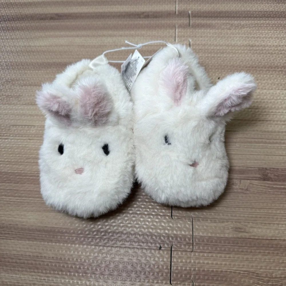 Girl Faux-Fur Critter Slippers for Toddler-Bunny Size XS(5/6)